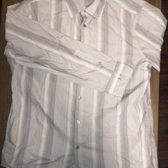 Calvin Klein Men’s Slim Fit Striped Button Down Shirt Large 16 32-33 Dress - Picture 3 of 7